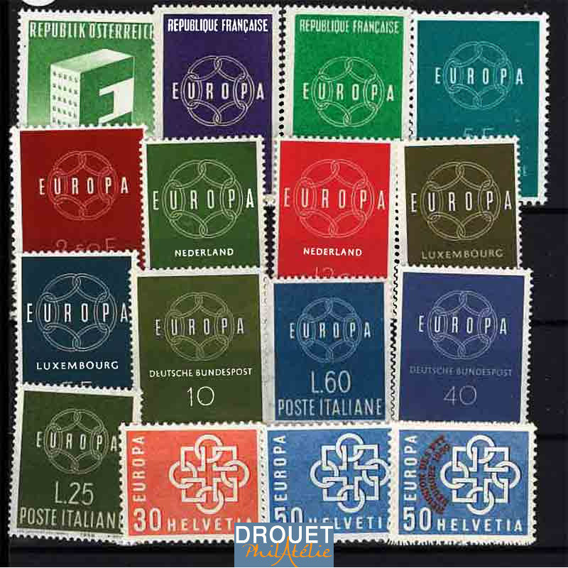 1959 Europa Année Complète Timbres Neufs