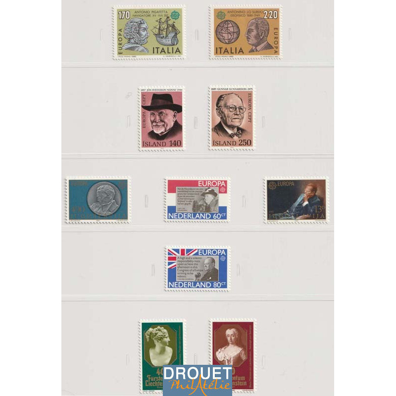 1980 Europa Année Complète Timbres Neufs