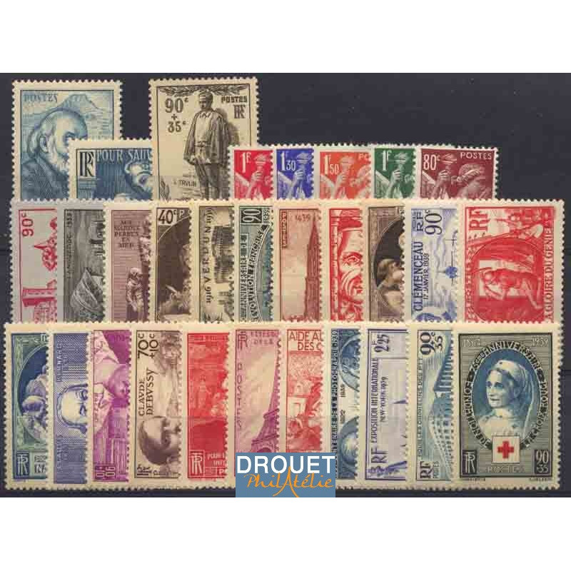 1939 France Année Complète Neufs