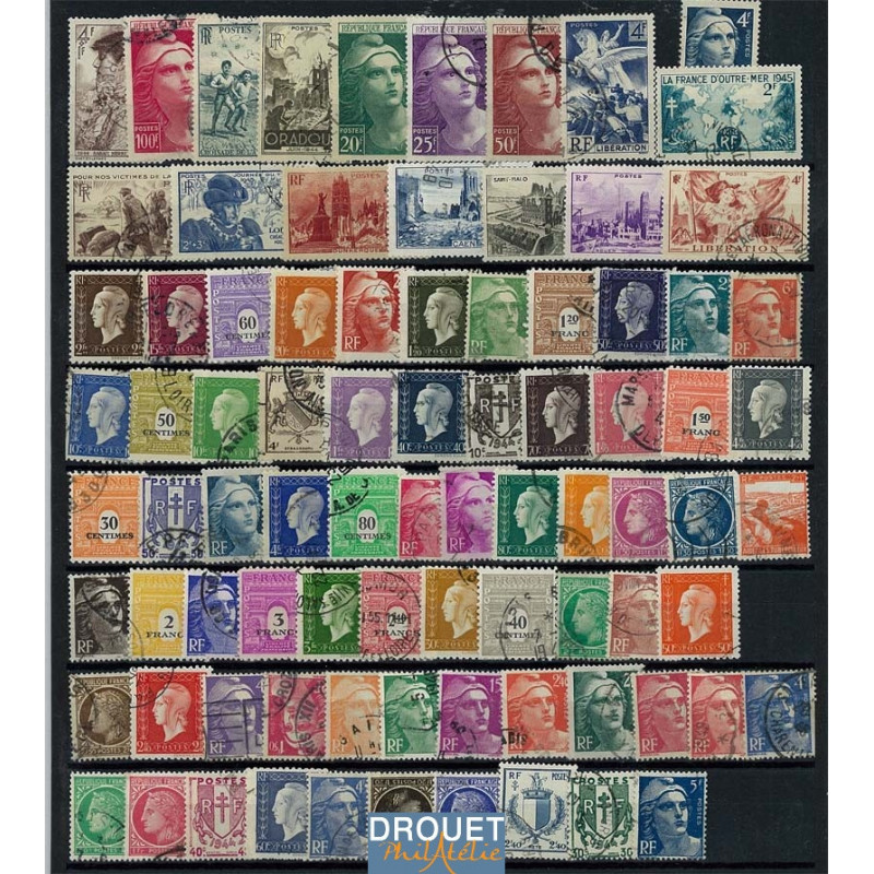 1945 France Année Complète Oblitérés