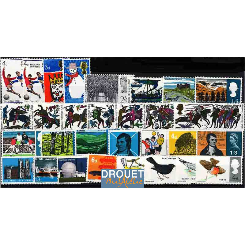 1966 Grandebretagne Année Complète Timbres Neufs
