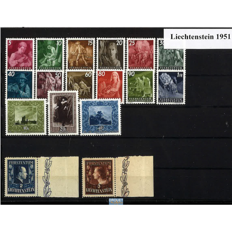 1951 Liechtenstein Année Complète Neufs