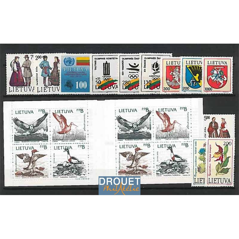 1992 Lituanie Année Complète Timbres Neufs