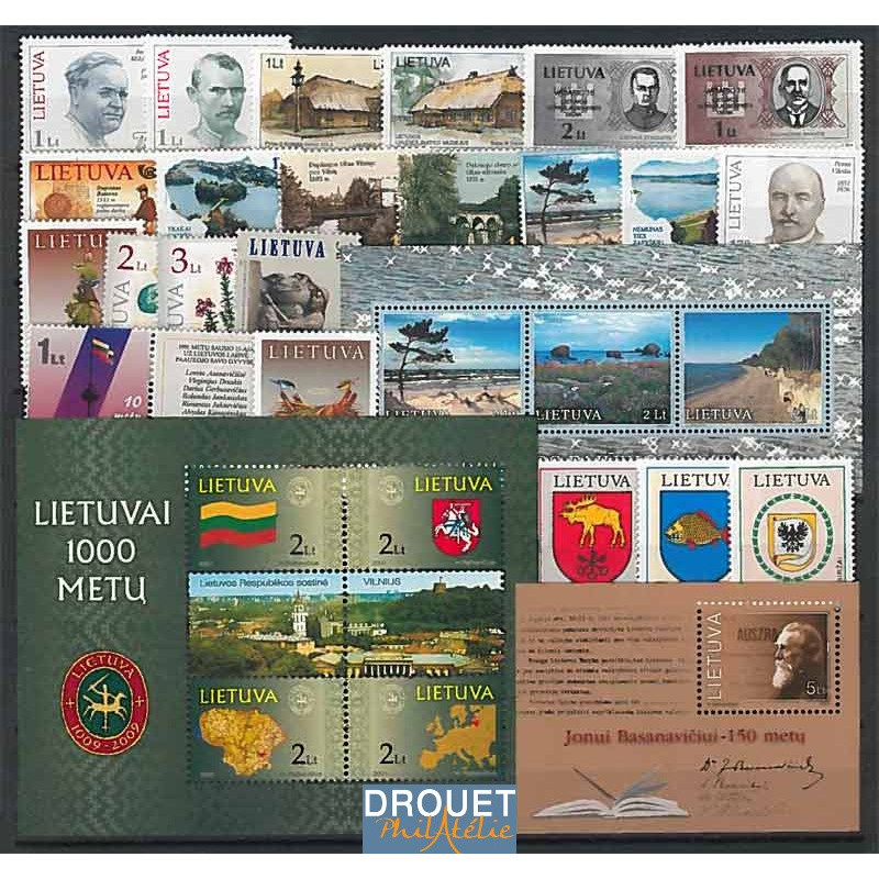 2001 Lituanie Année Complète Timbres Neufs