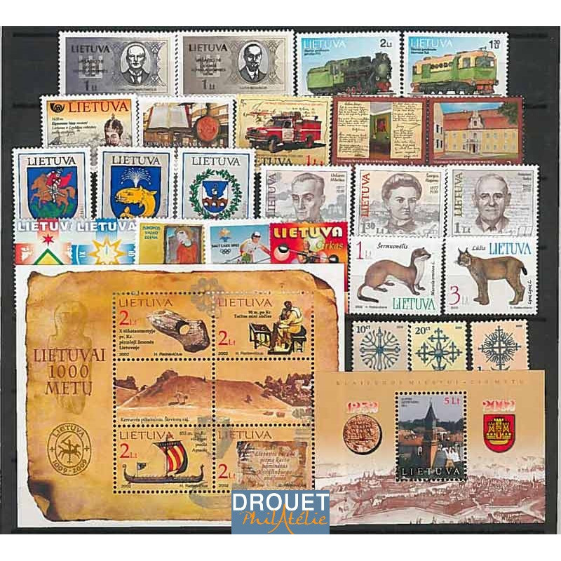 2002 Lituanie Année Complète Timbres Neufs