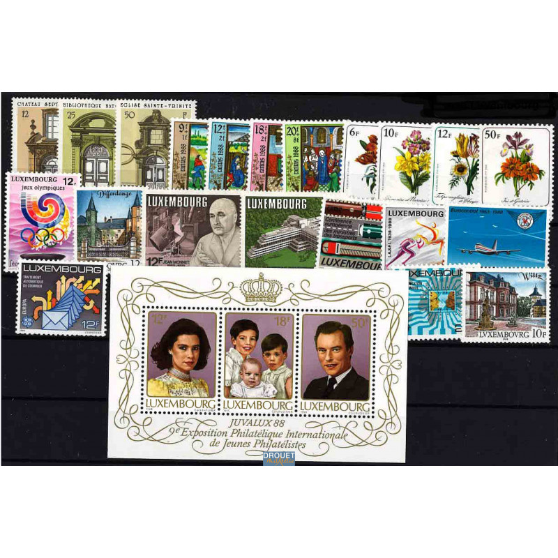 1988 Luxembourg Année Complète Timbres Neufs
