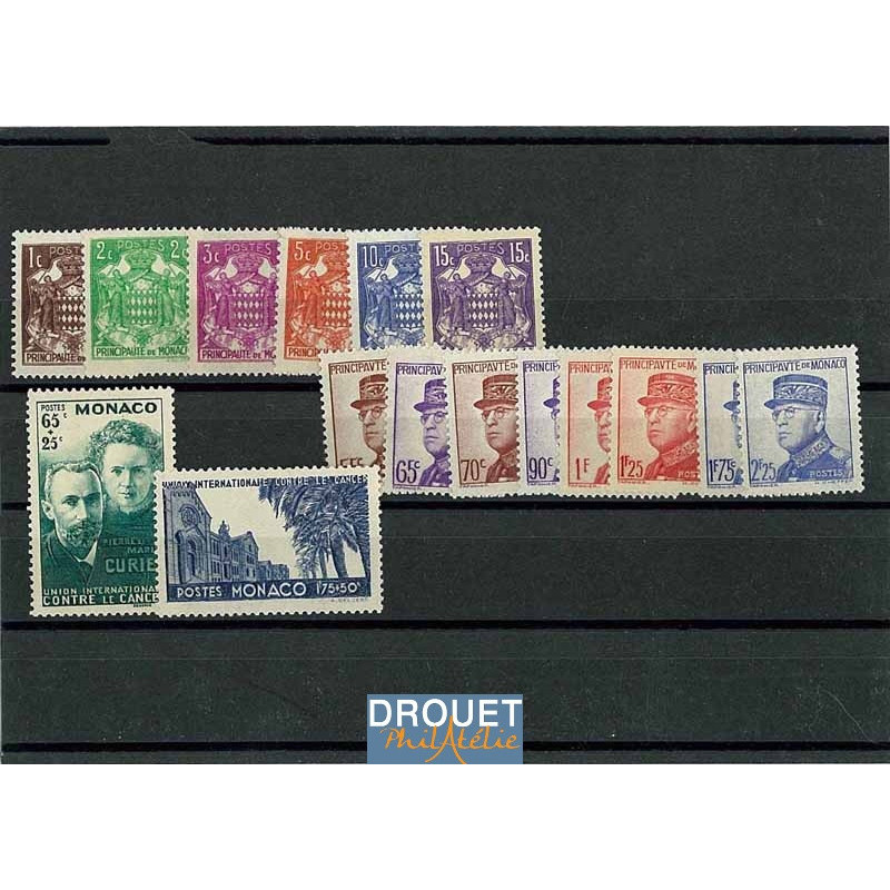 1938 Monaco Année Complète Timbres Neufs