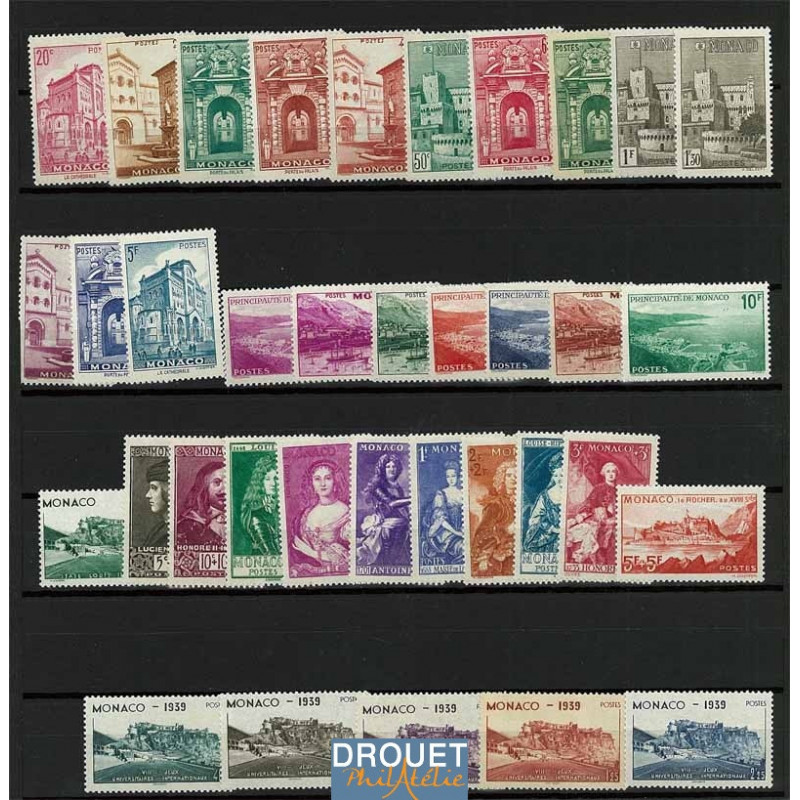 1939 Monaco Année Complète Timbres Neufs