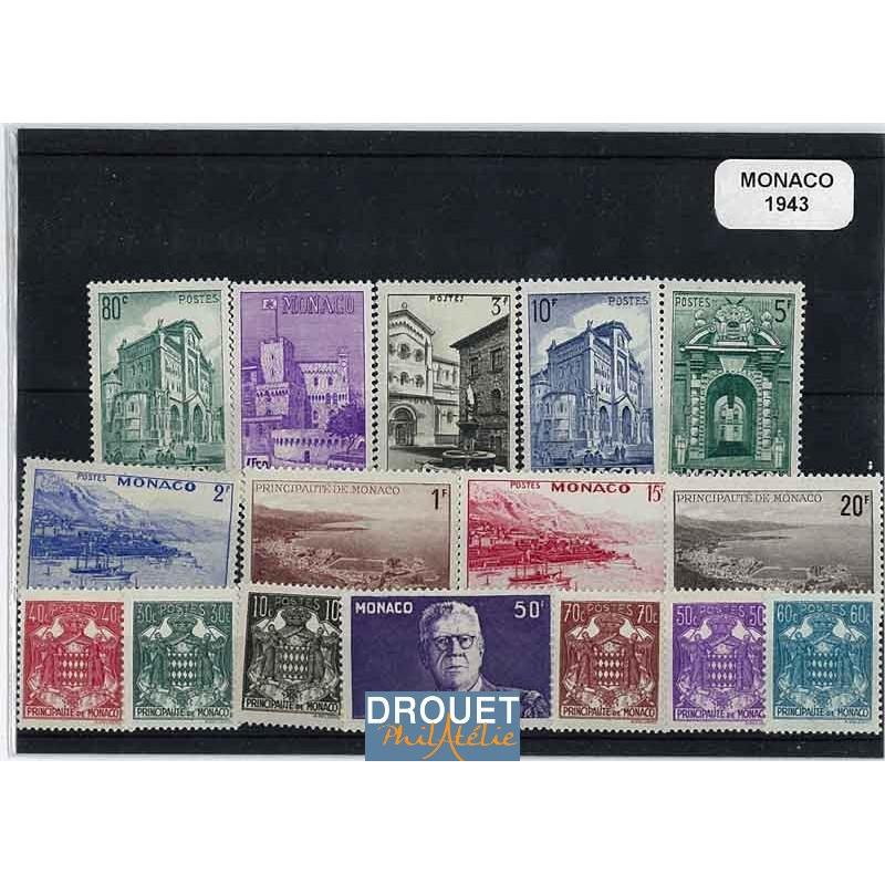 1943 Monaco Année Complète Timbres Neufs