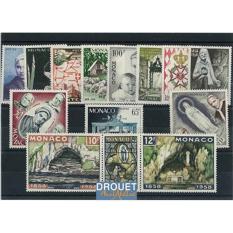 1958 Monaco Année Complète Timbres Neufs