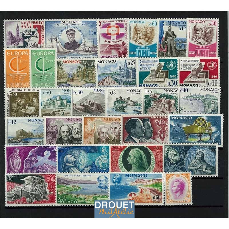 1966 Monaco Année Complète Timbres Neufs