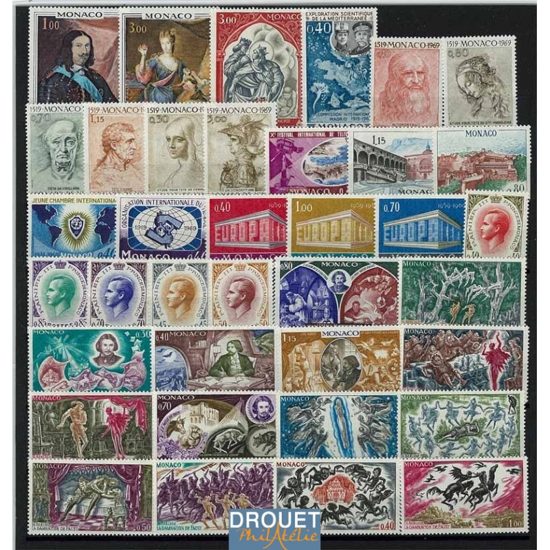 1969 Monaco Année Complète Timbres Neufs