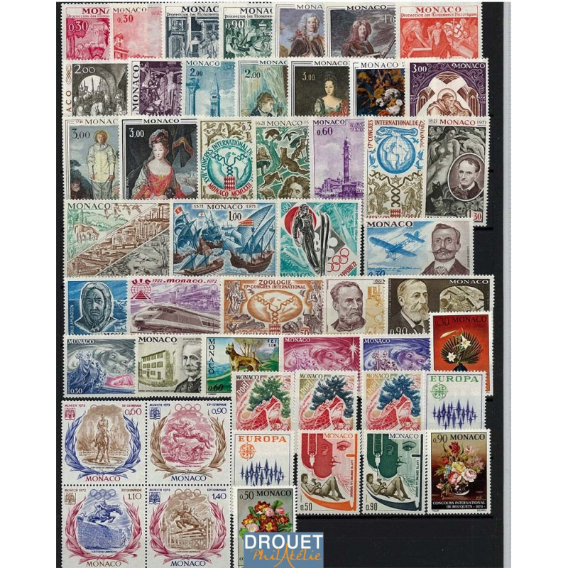 1972 Monaco Année Complète Timbres Neufs