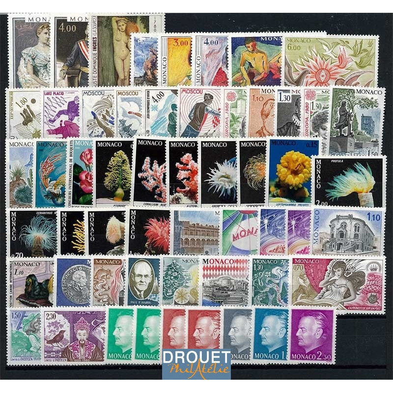 1980 Monaco Année Complète Timbres Neufs