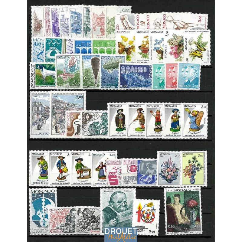 1984 Monaco Année Complète Timbres Neufs