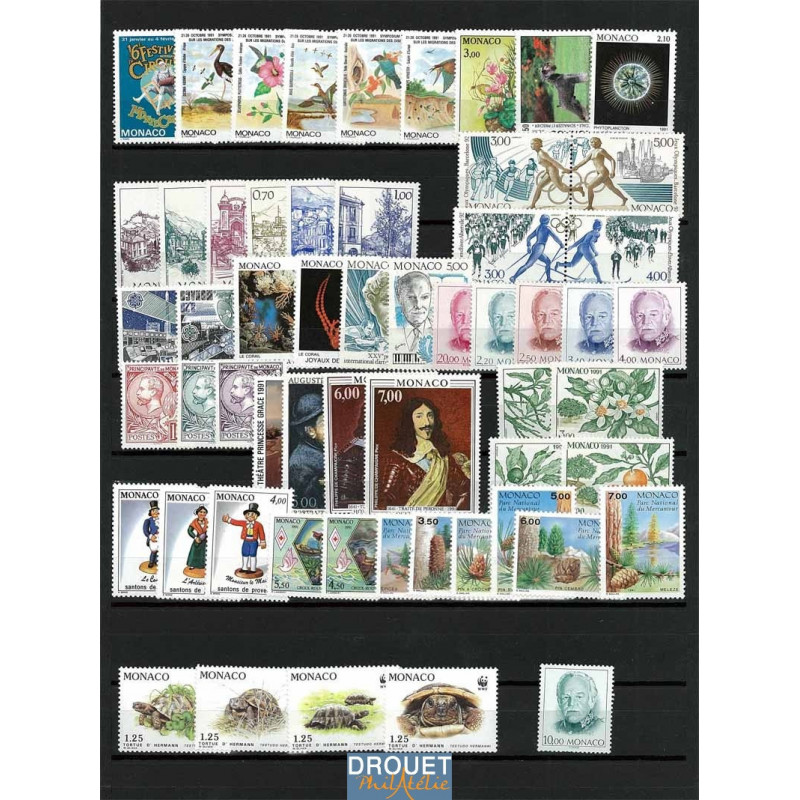 1991 Monaco Année Complète Timbres Neufs