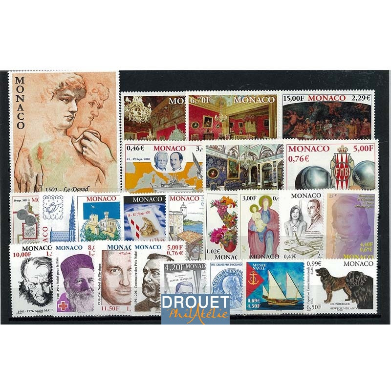 2001 Monaco Année Complète Timbres Neufs