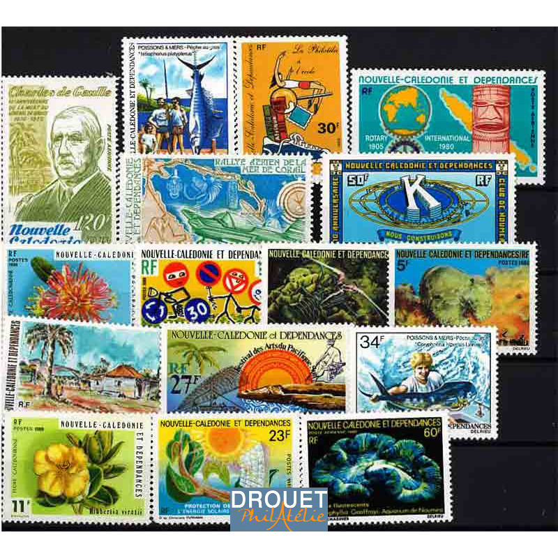 1980 Nlle Calédonie Année Complète Timbres Neufs