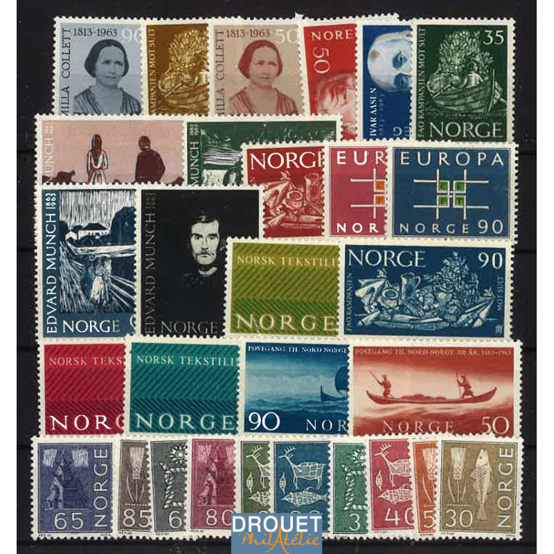 1963 Norvège Année Complète Timbres Neufs