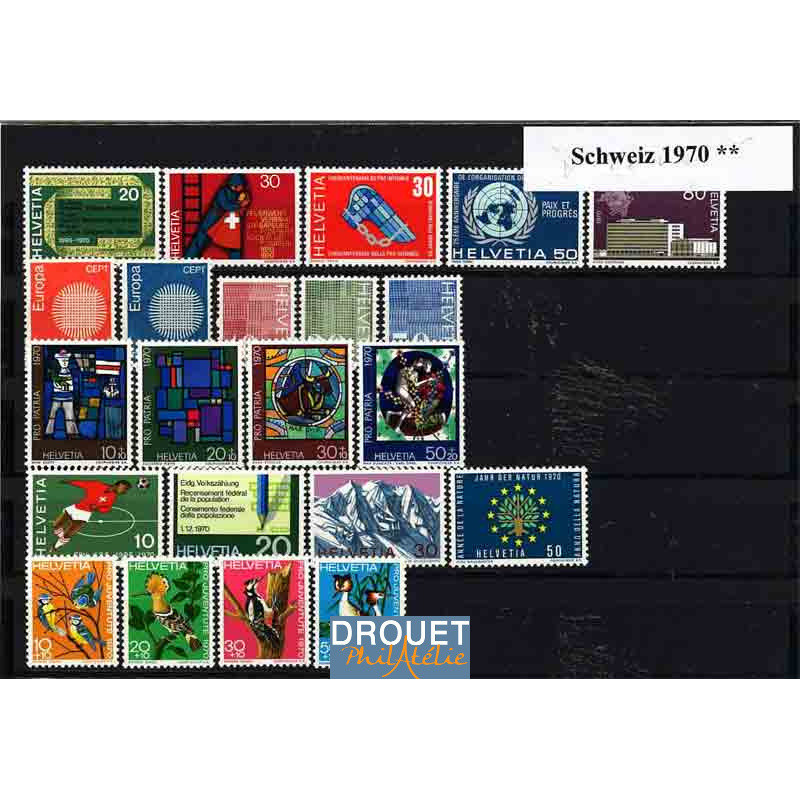 1970 Suisse Année Complète Timbres Neufs
