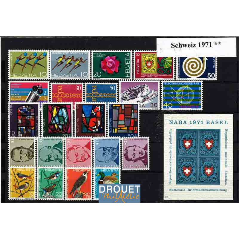 1971 Suisse Année Complète Timbres Neufs