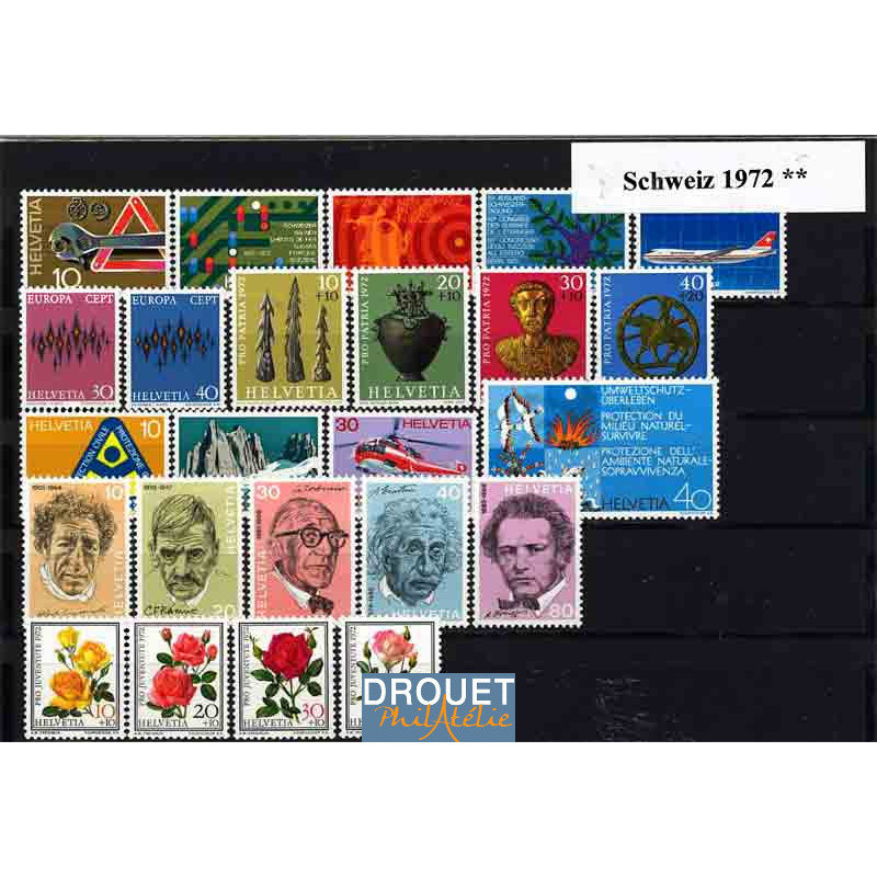 1972 Suisse Année Complète Timbres Neufs