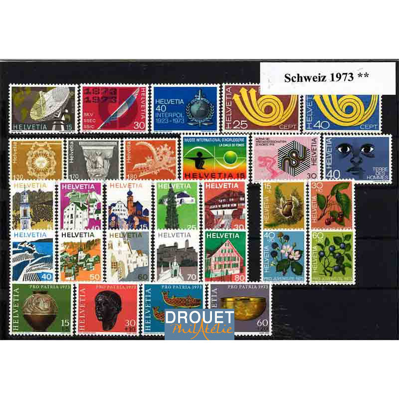 1973 Suisse Année Complète Timbres Neufs