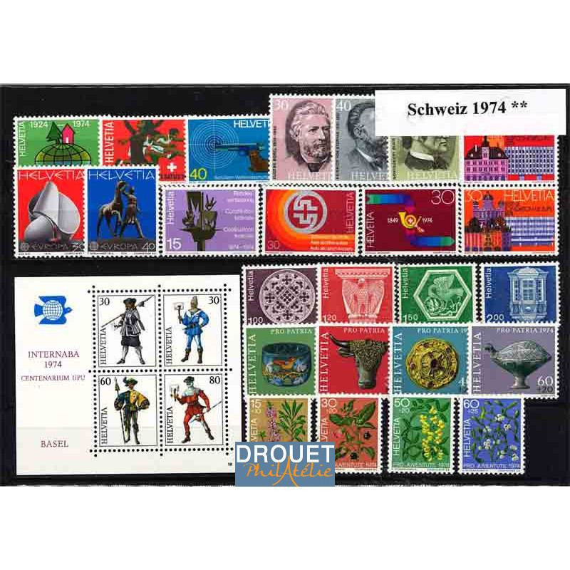 1974 Suisse Année Complète Timbres Neufs