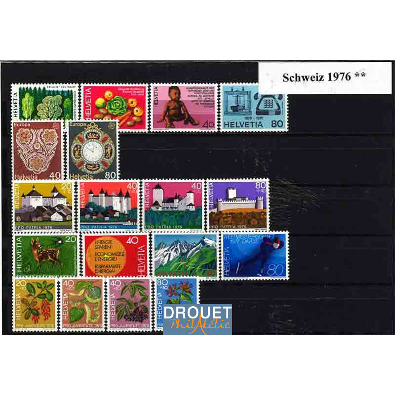 1976 Suisse Année Complète Timbres Neufs