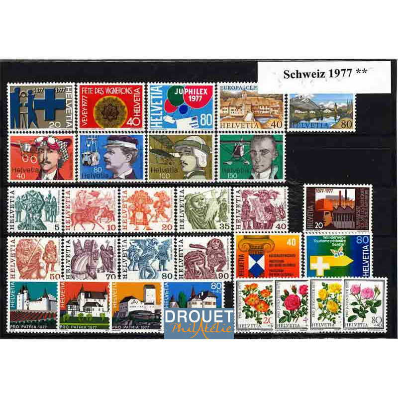 1977 Suisse Année Complète Timbres Neufs