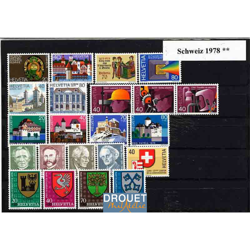 1978 Suisse Année Complète Timbres Neufs