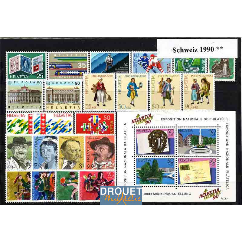 1990 Suisse Année Complète Timbres Neufs