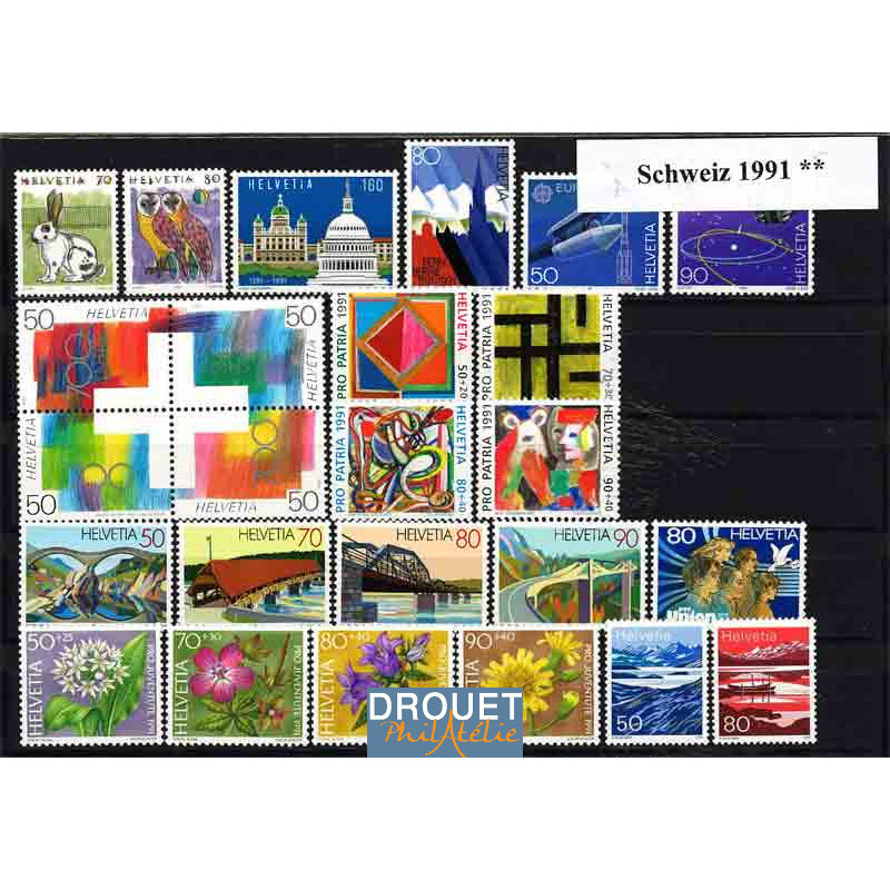 1991 Suisse Année Complète Timbres Neufs