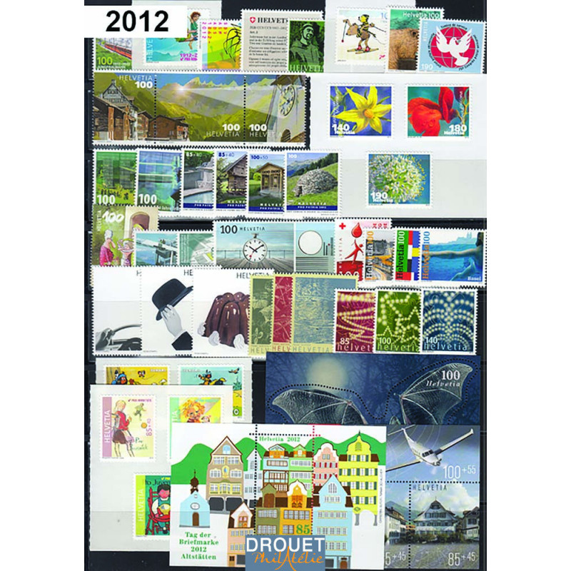 2012 Suisse Année Complète Timbres Neufs