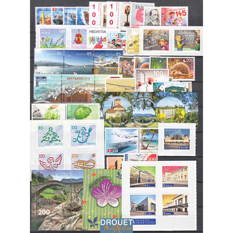 2016 Suisse Année Complète Timbres Neufs