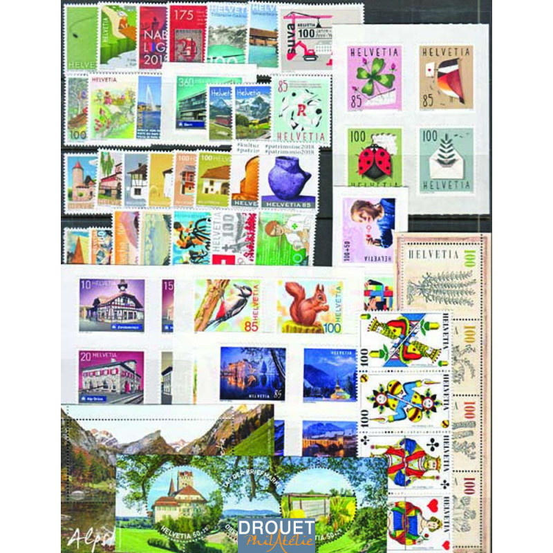 2018 Suisse Année Complète Timbres Neufs