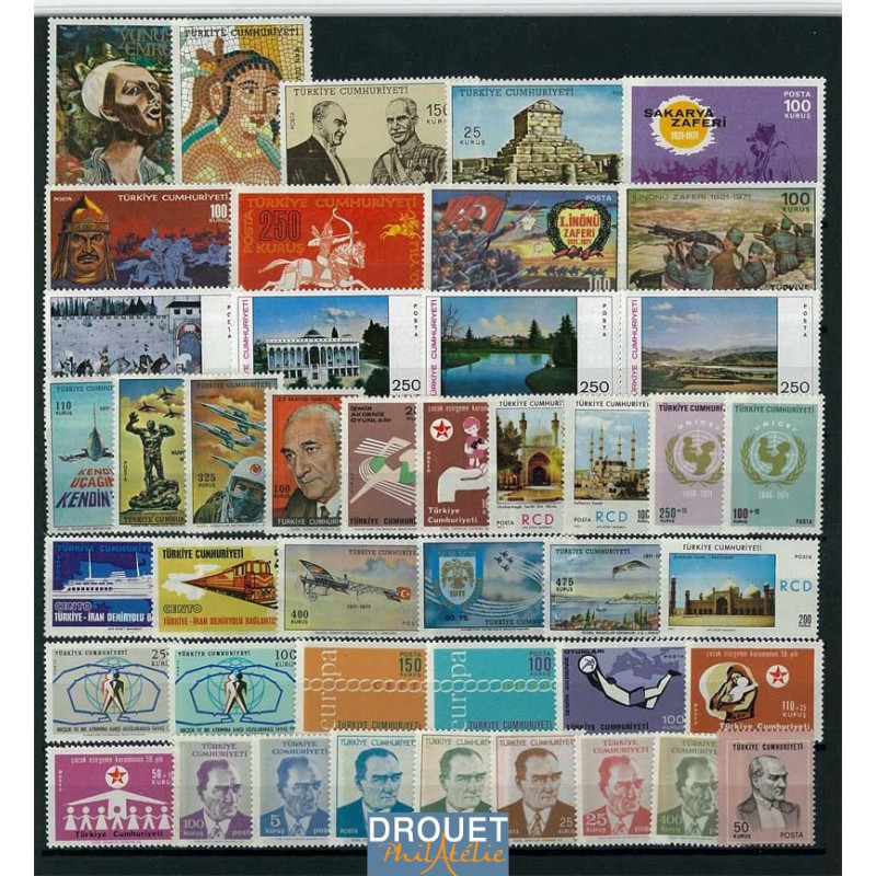 1971 Turquie Année Complète Timbres Neufs