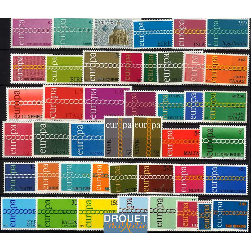 1971 Europa Année Complète Timbres Neufs