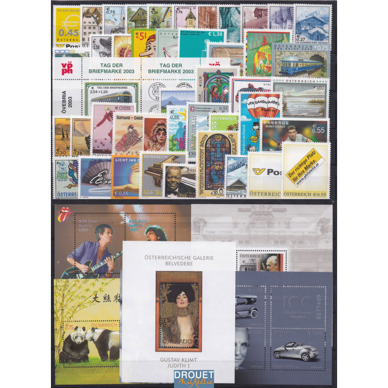 2003 Autriche Année Complète Timbres Neufs