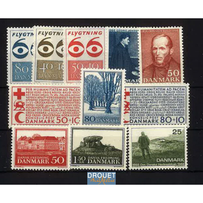 1966 Danemark Année Complète Timbres Neufs