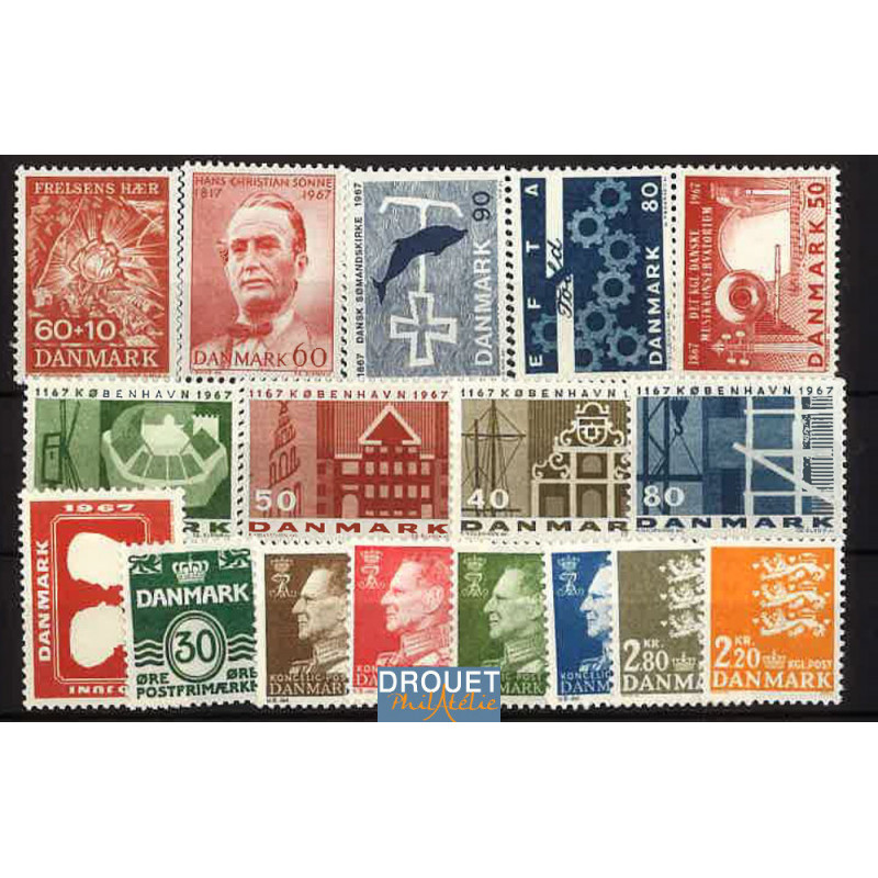1967 Danemark Année Complète Timbres Neufs