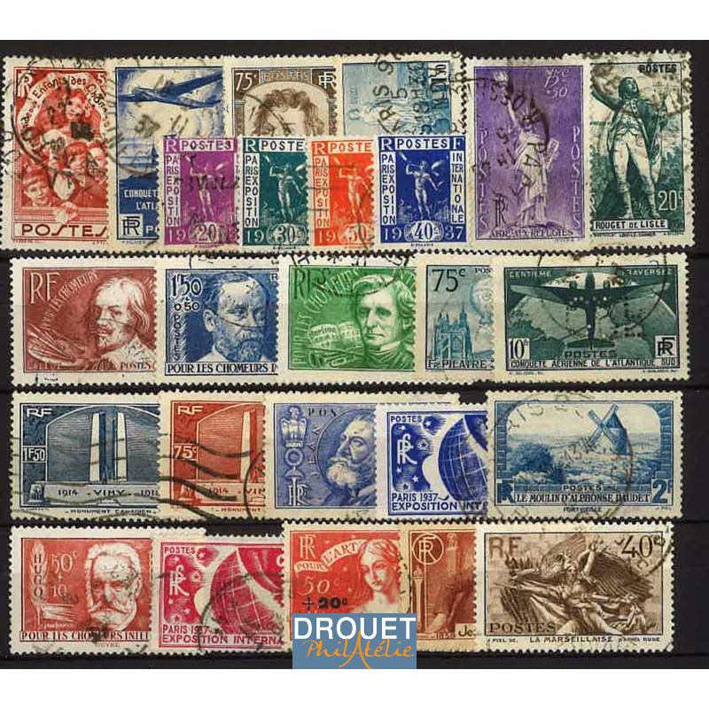 1936 France Année Complète Oblitérés