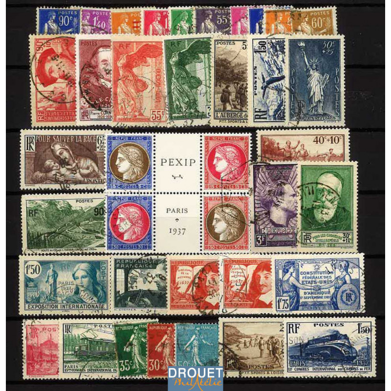 1937 France Année Complète Oblitérés